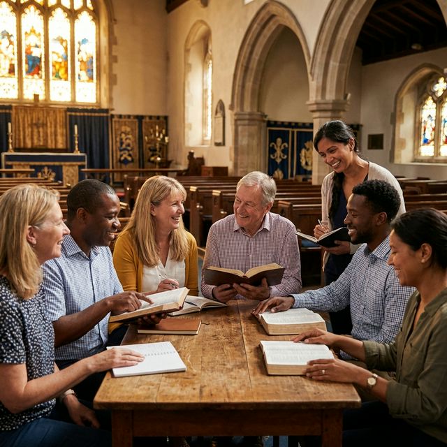 People studying the Bible